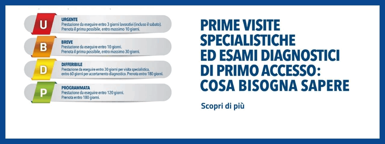 Prenotazione di prime visite specialistiche ed esami diagnostici di primo accesso