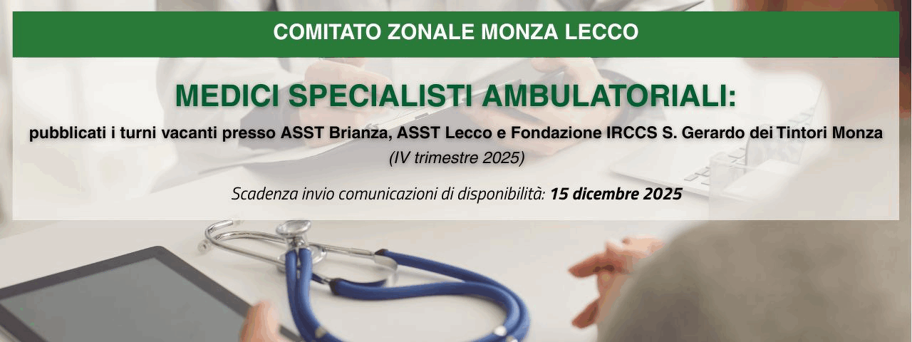 Medici Specialisti Ambulatoriali: incarichi IV trimestre 2025