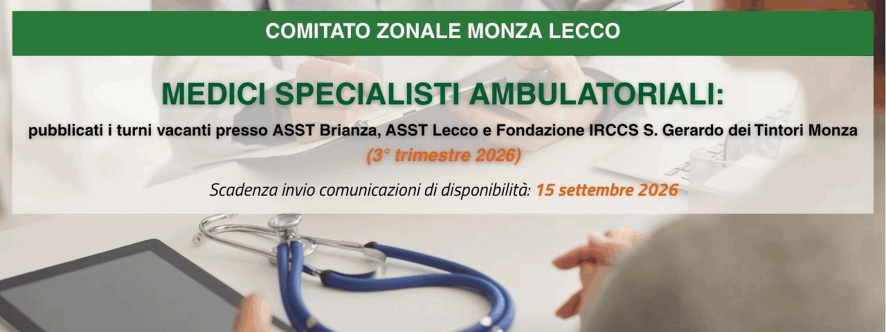 Medici Specialisti Ambulatoriali: incarichi 3° trimestre 2026